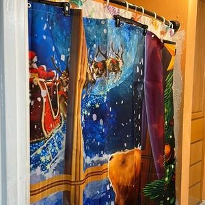 Christmas shower curtain with rings